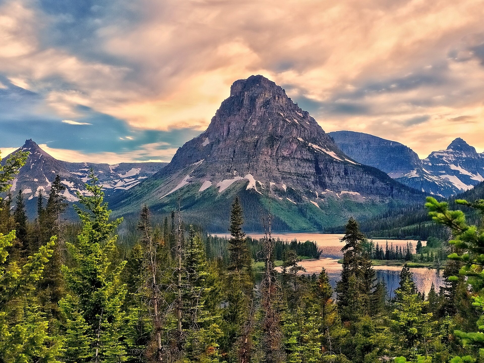 inopah berge glacier nationalpark berge see bäume