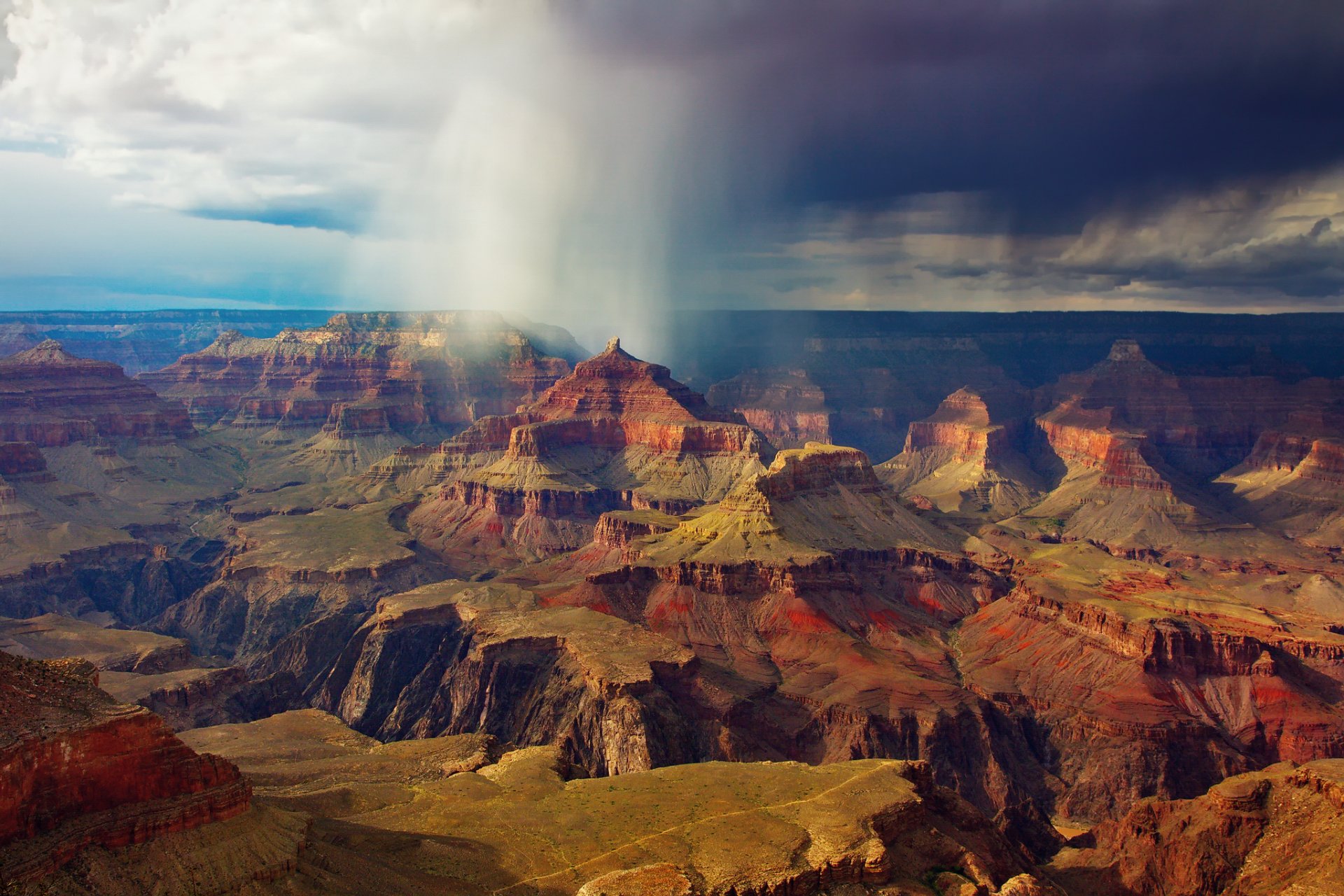 états-unis parc national du grand canyon ciel nuages nuages pluie roches