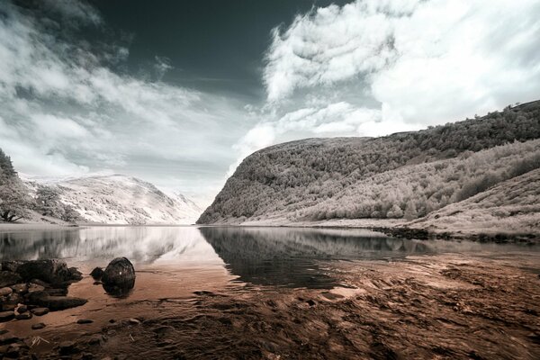 Landscape lake in the mountains