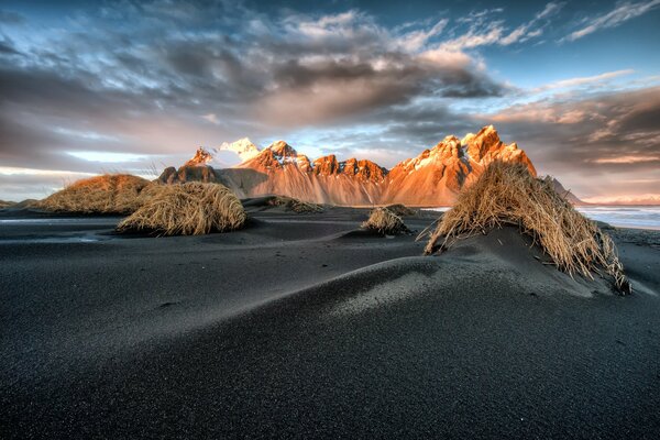 Black beach iceland, mountain view in Iceland