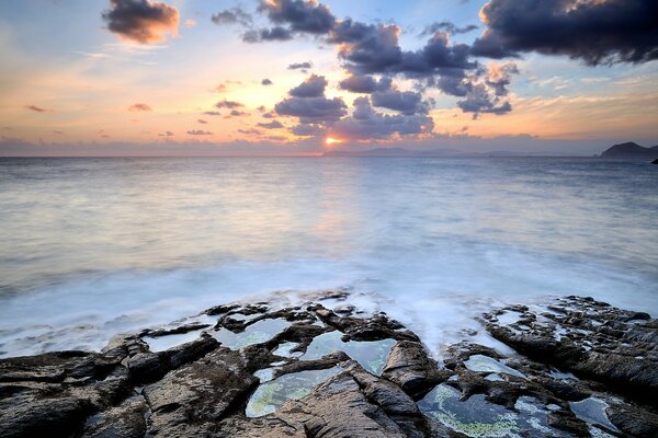 Sunset landscape on the seashore