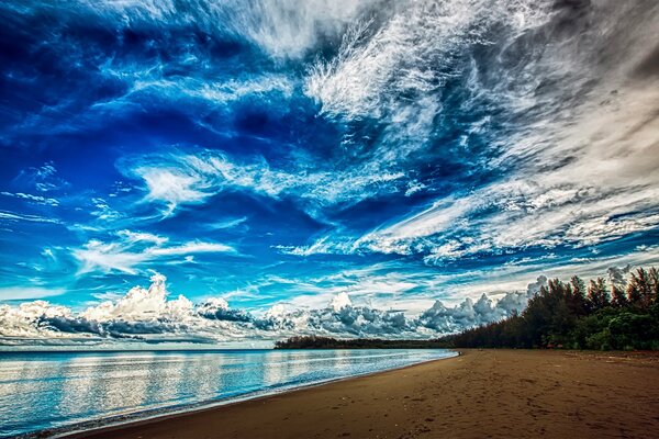 Beautiful clouds on the seashore
