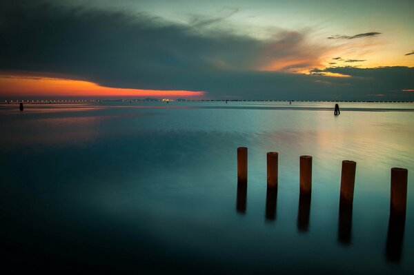 Evening sunset on the sea