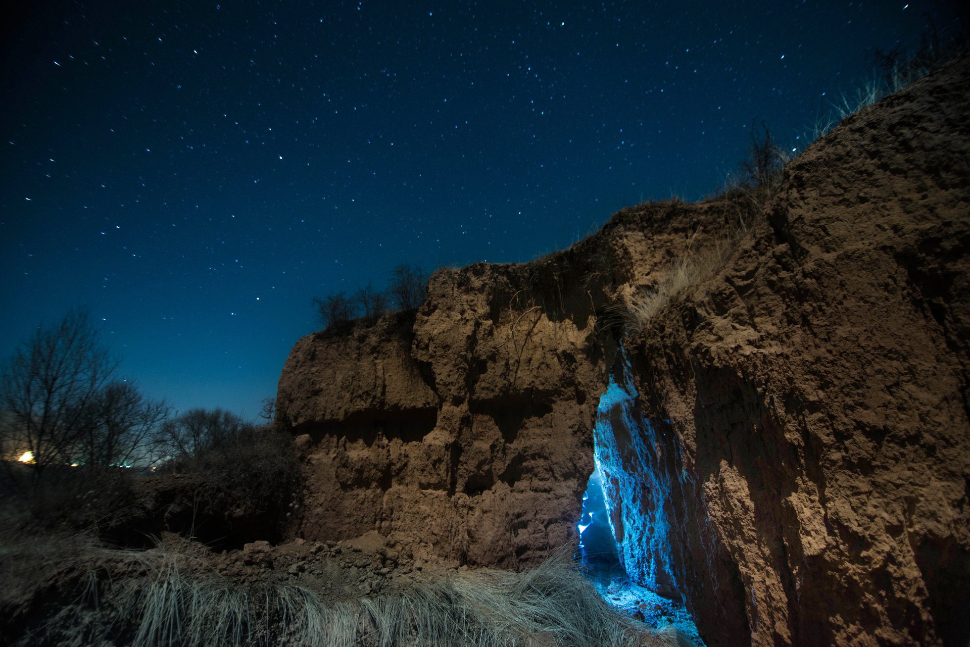 nacht sterne höhle licht