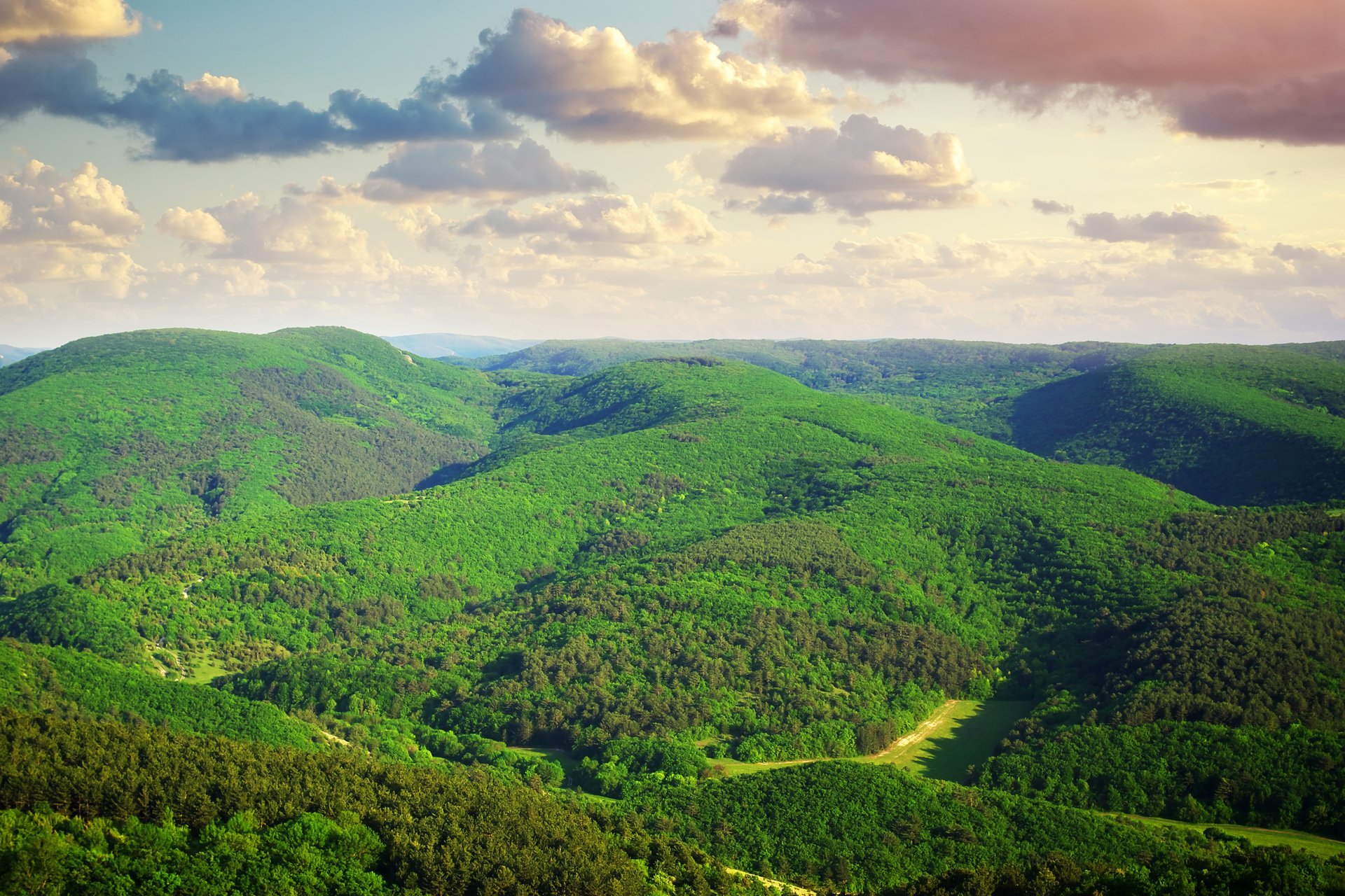 nature hills green tree sky clouds landscape