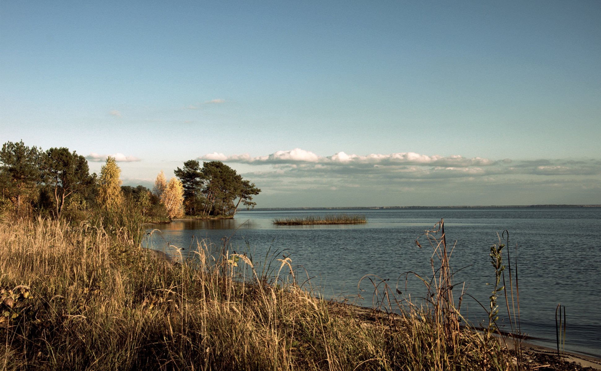 automne arbres lac nuages ciel