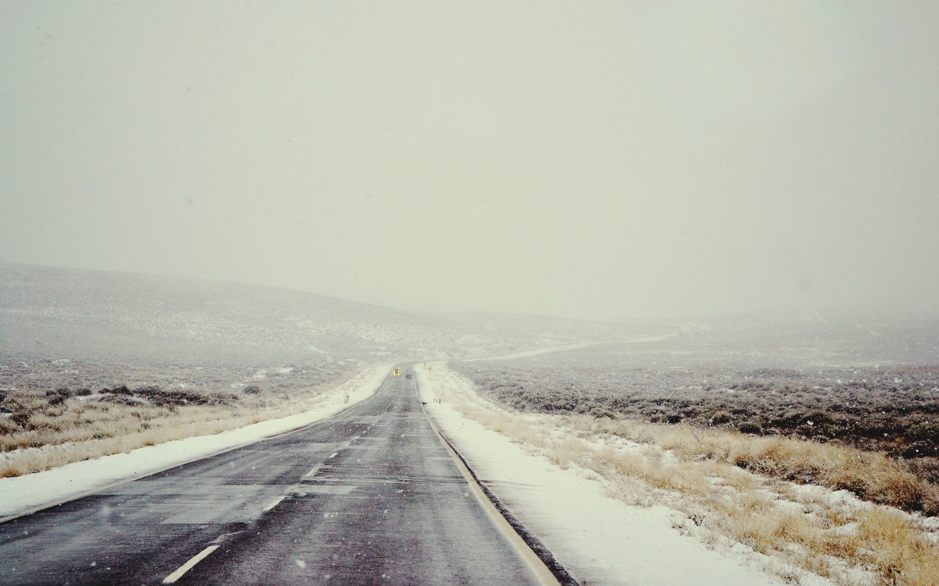 road snow the field landscape