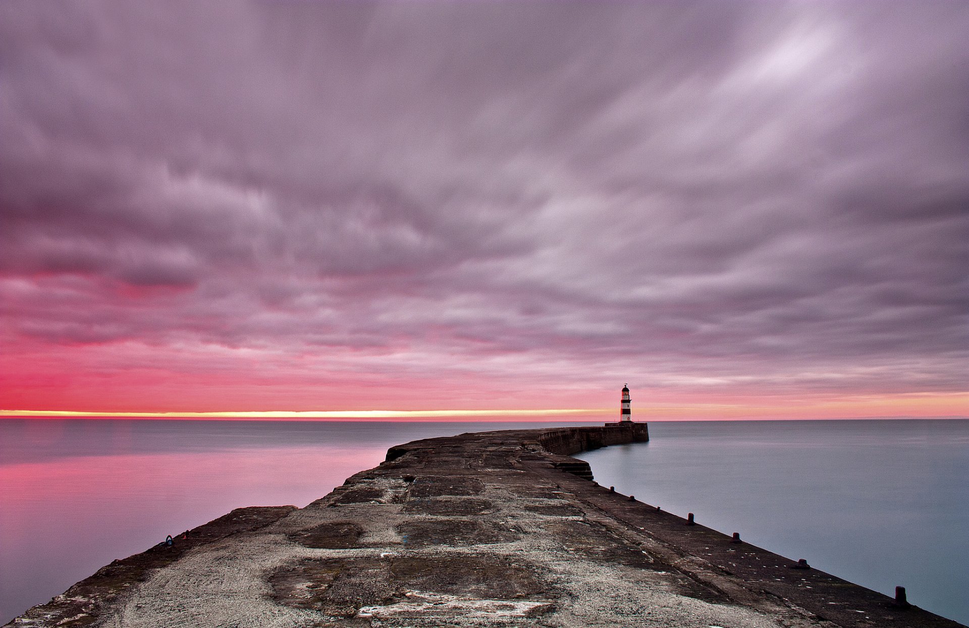 meer pier leuchtturm morgendämmerung