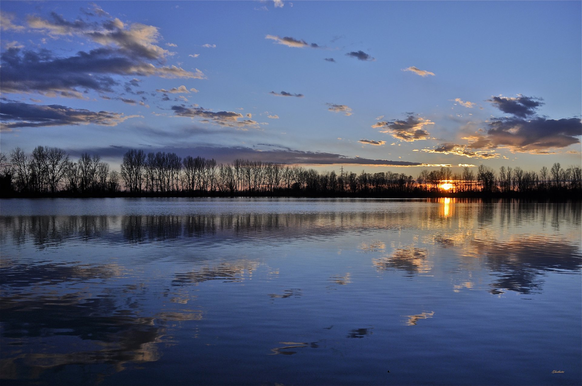 lake sunset night reflection