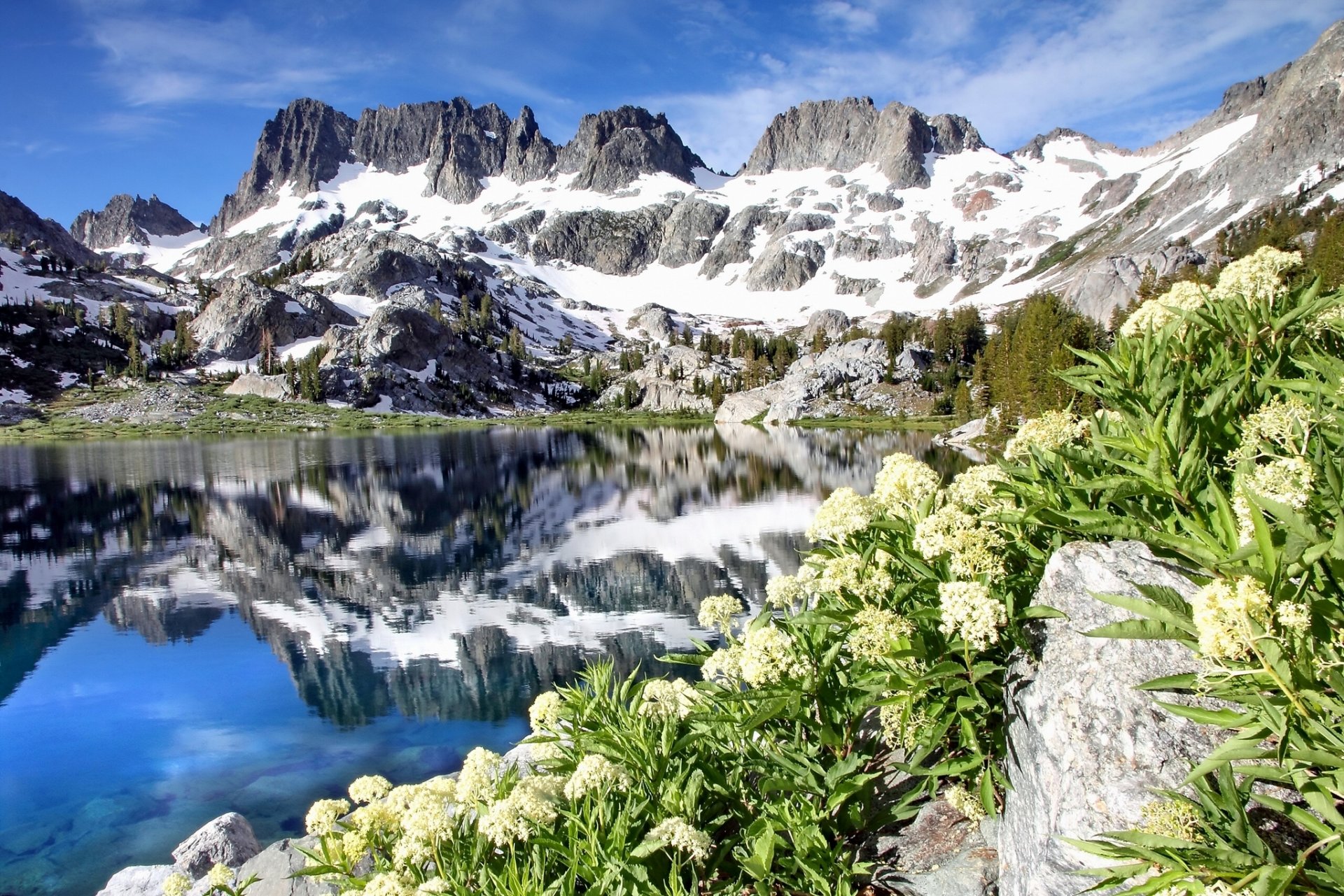 ediza see ansel adams wilderness kalifornien minarette see berge reflexion blumen