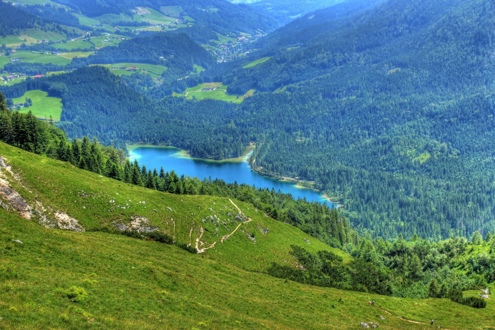 landschaft deutschland ramsau-berchtesgaden bayern see von oben natur