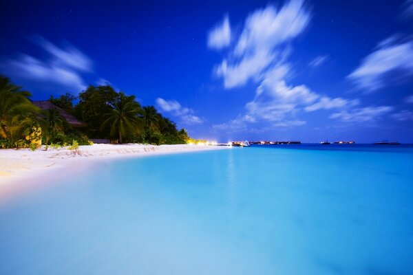 Azure ocean water. White sandy beach