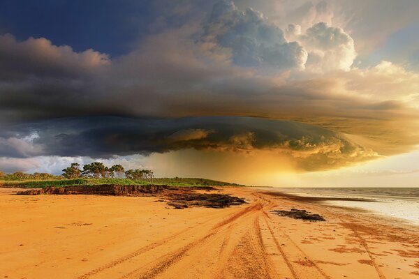 Tropical storm on the beach in Australia