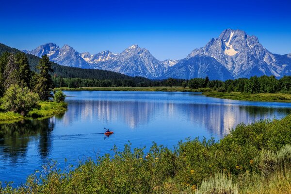 Monte Moran junto al río Snake en el parque nacional Grand Teton