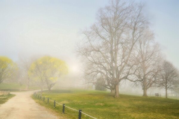 Nebel im Dorf Stille Ruhe