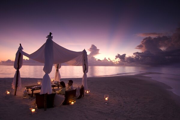 Romantic evening by the sea