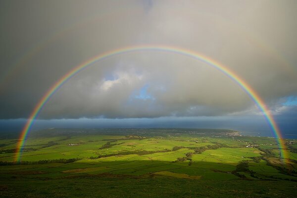 Rainbow over the ground