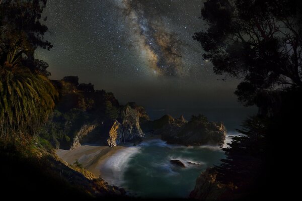 Via Lattea sopra la spiaggia del mare