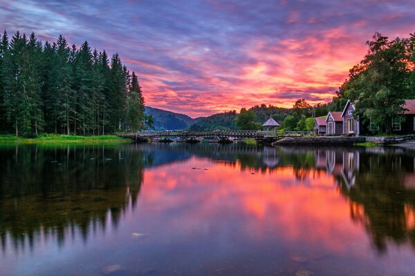 Norwegen Rogolend Morgenröte Fluss
