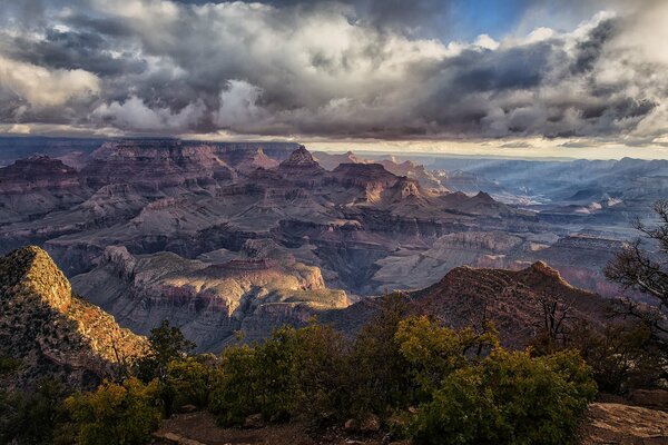 Vista en el parque nacional en el gran cañón