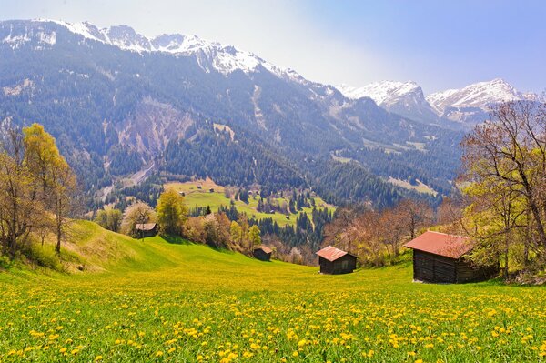 Village de montagne en Suisse, paysage