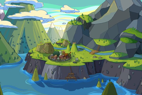 Montagnes d aventure dans un rêve de dessin animé