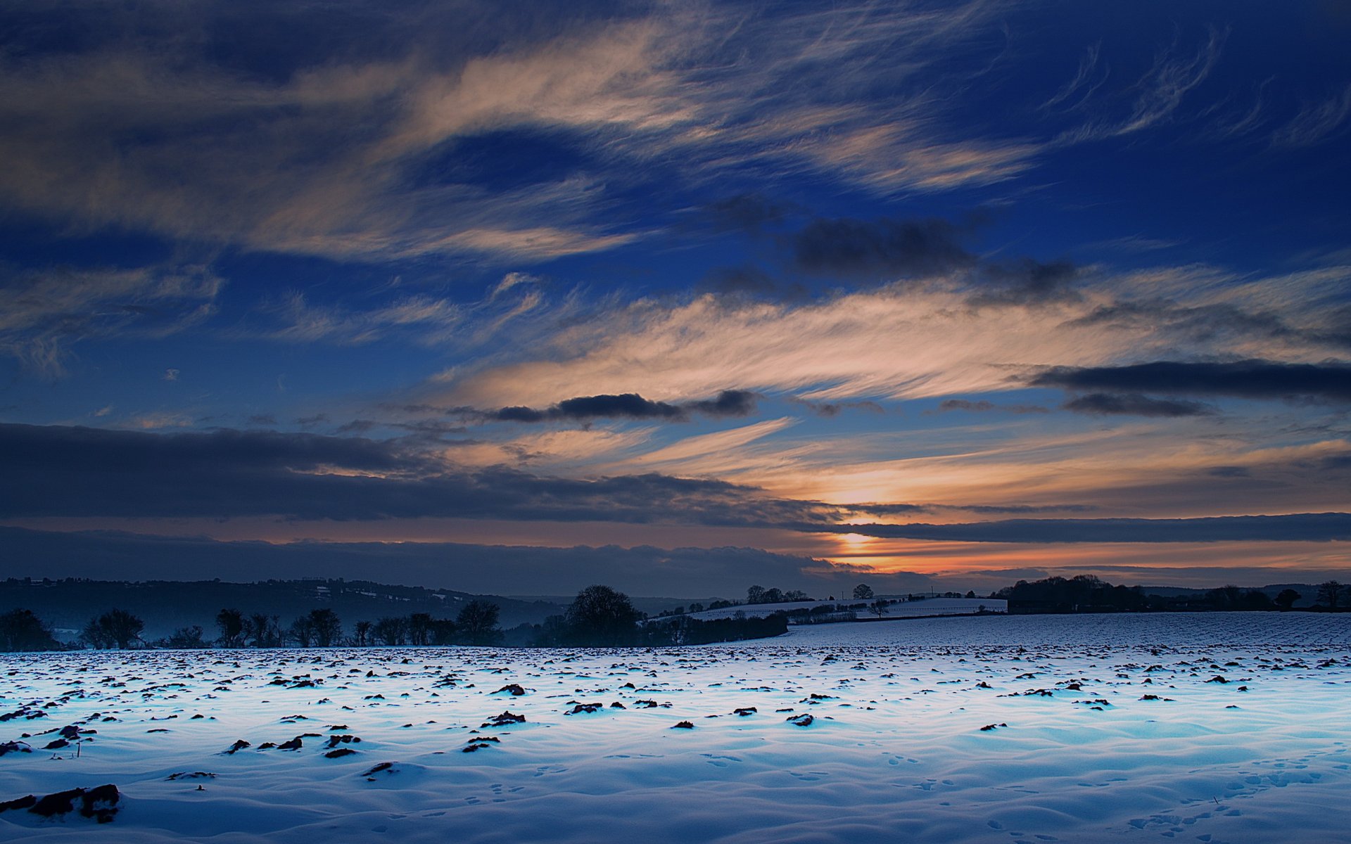 puesta de sol invierno campo naturaleza cielo paisaje