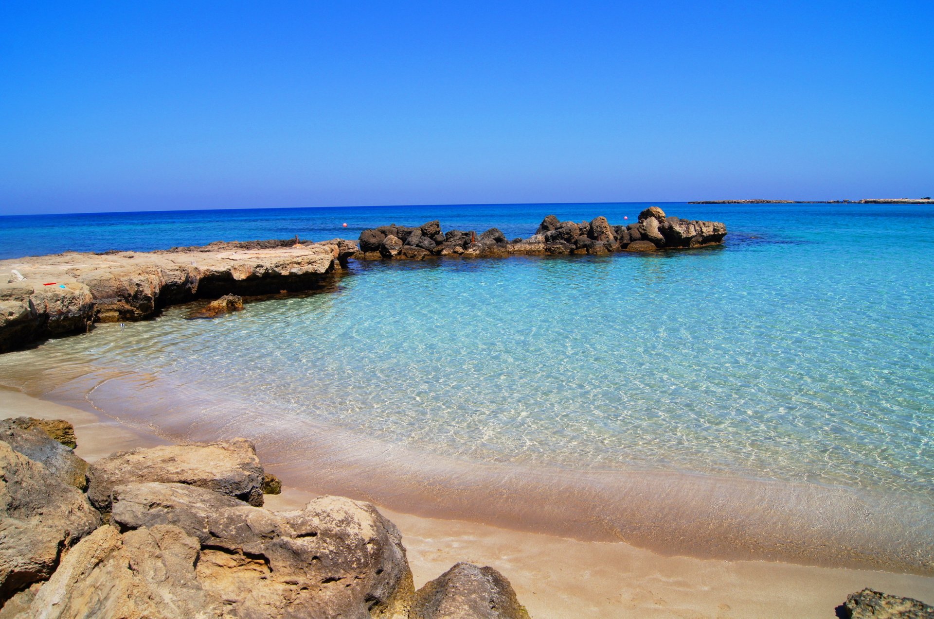 cyprus protaras coast sea water horizon stones