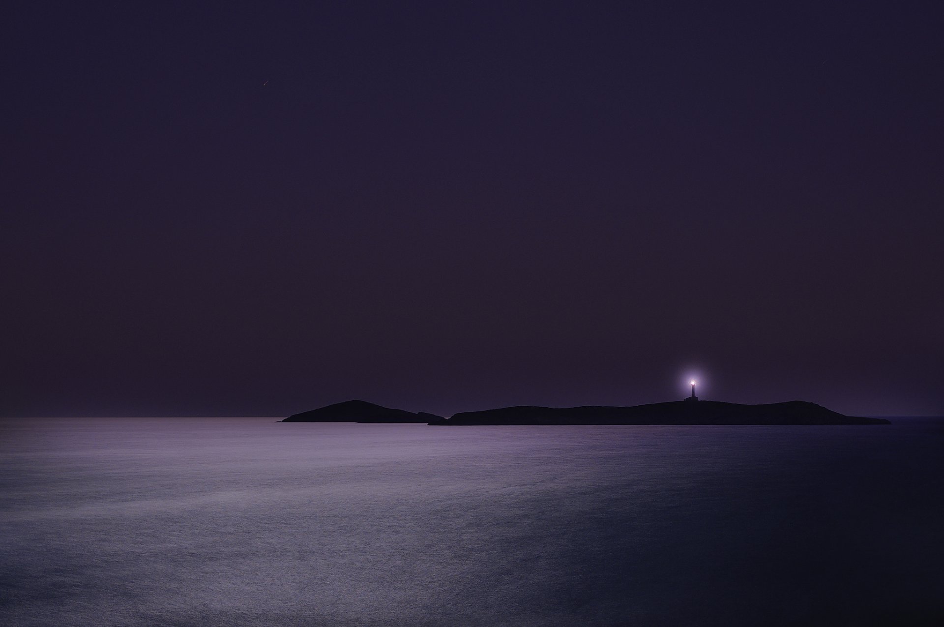 night sea islands lighthouse