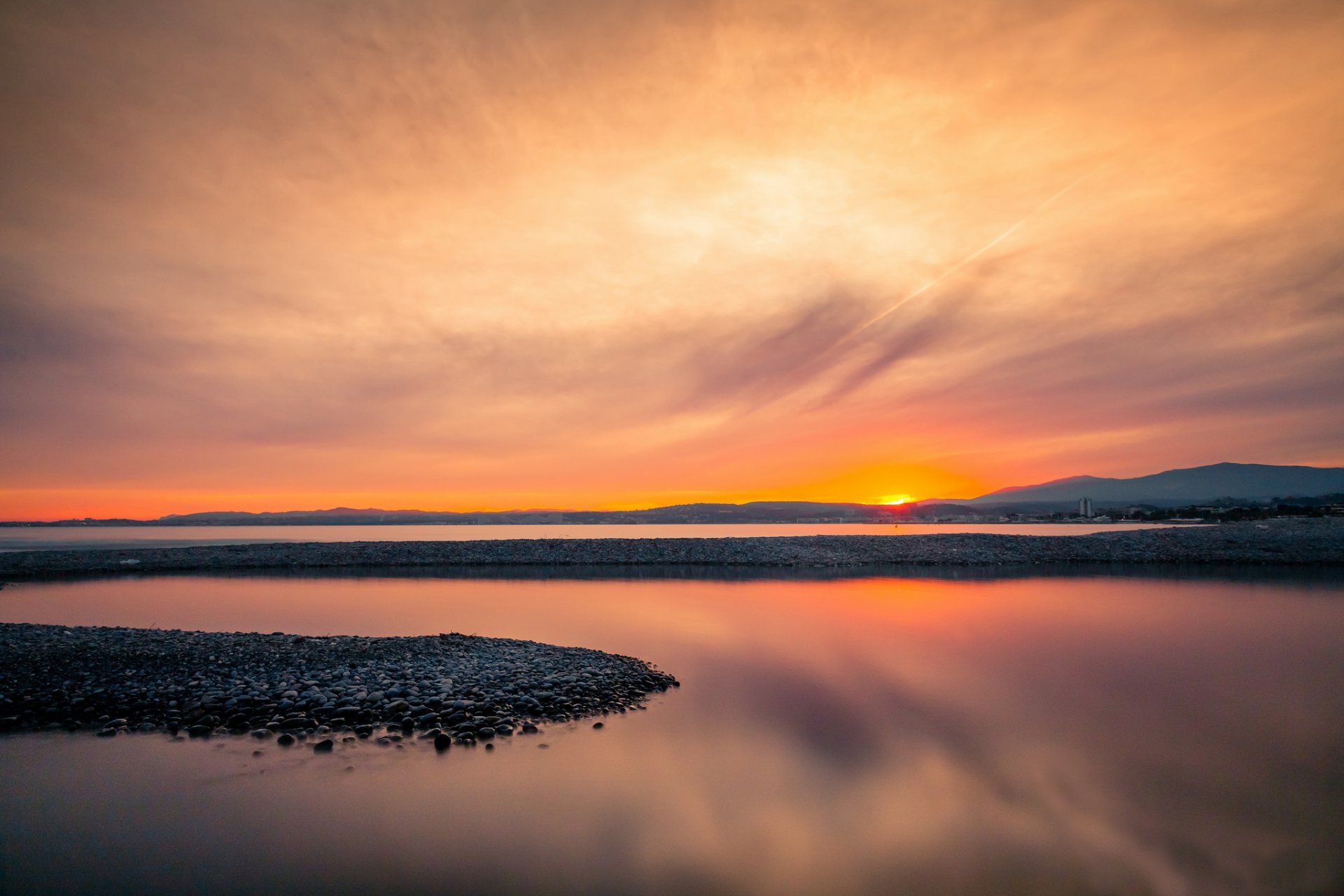 bucht ruhe morgen sonnenaufgang