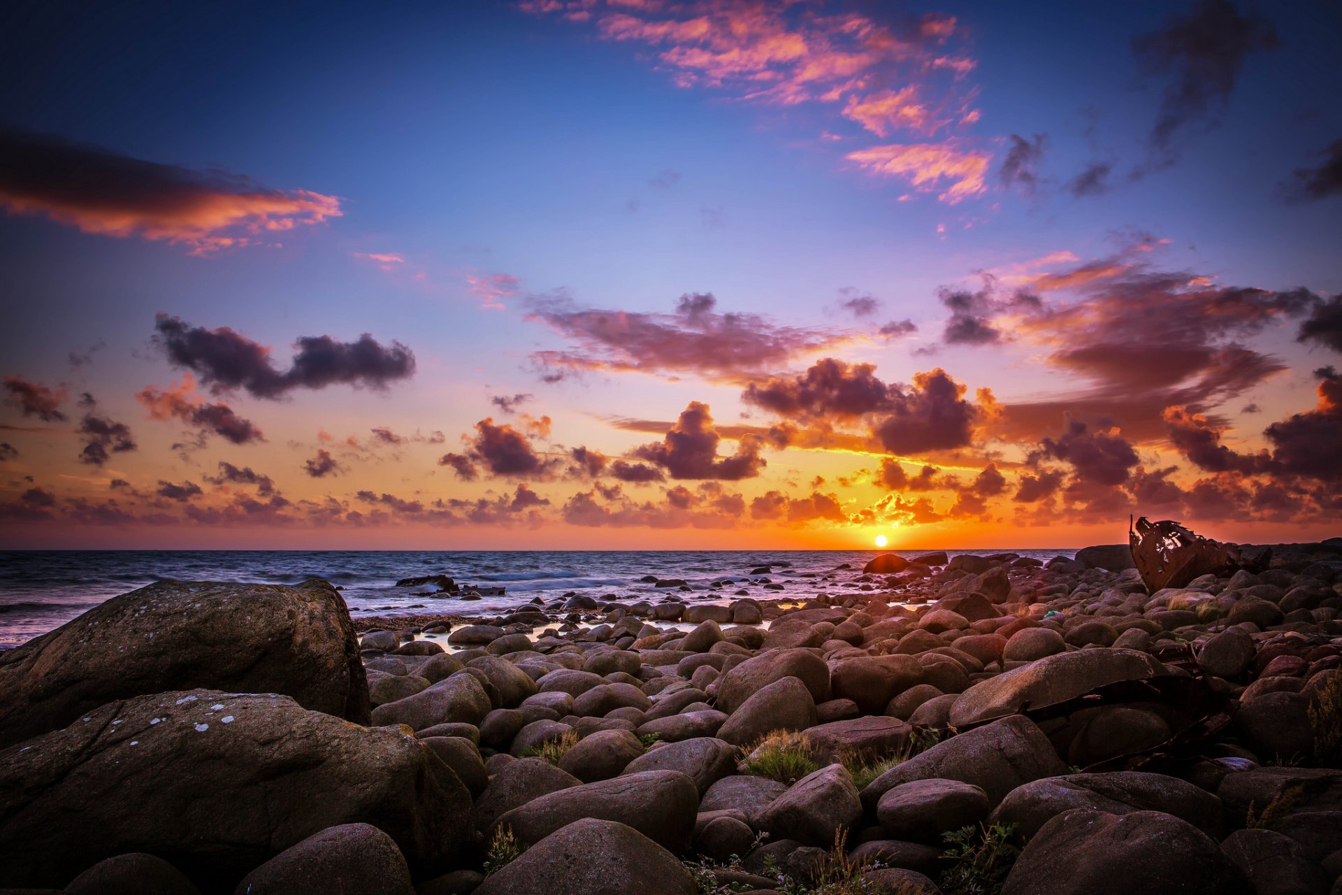 mar playa piedras amanecer sol mañana