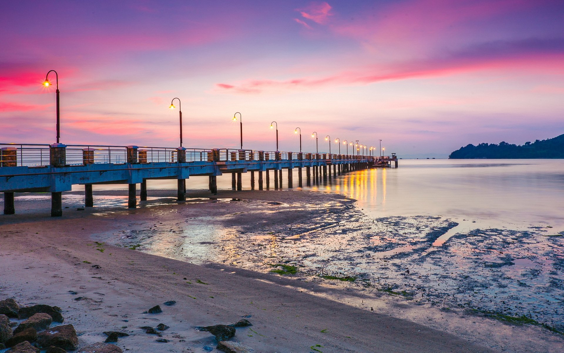 meer sonnenuntergang brücke