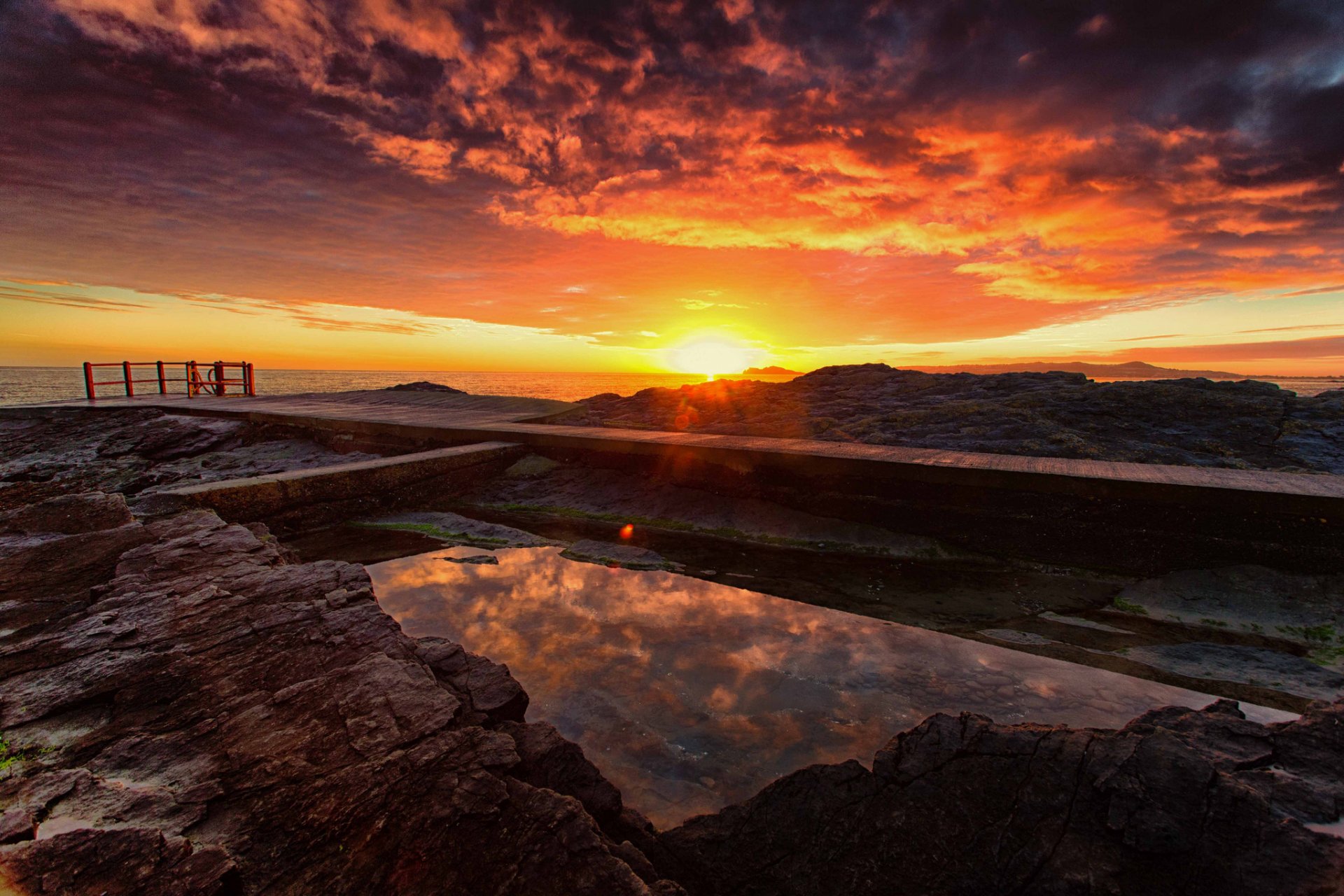 mer horizon soleil aube nuages