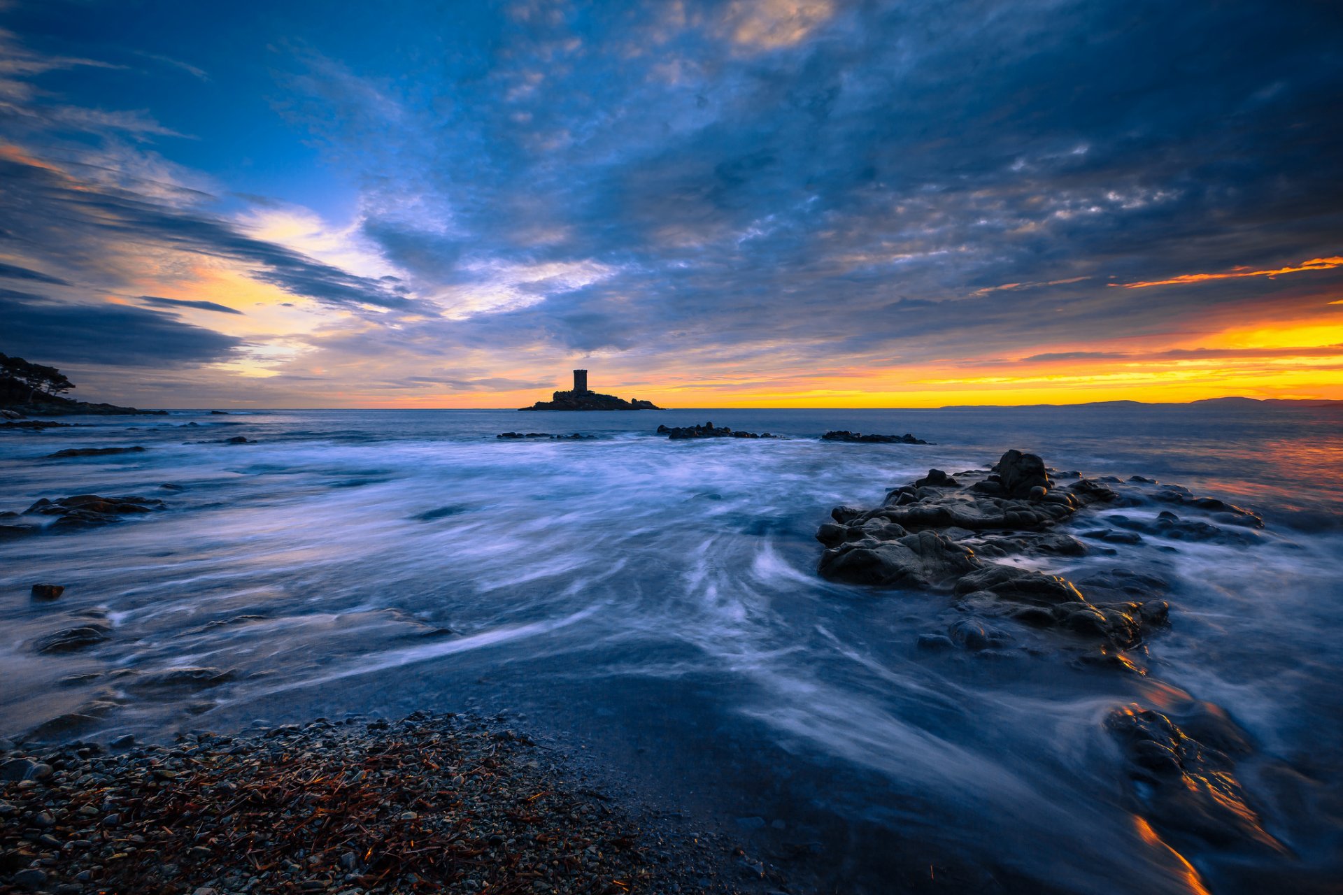 meer bucht insel strand morgen sonnenaufgang