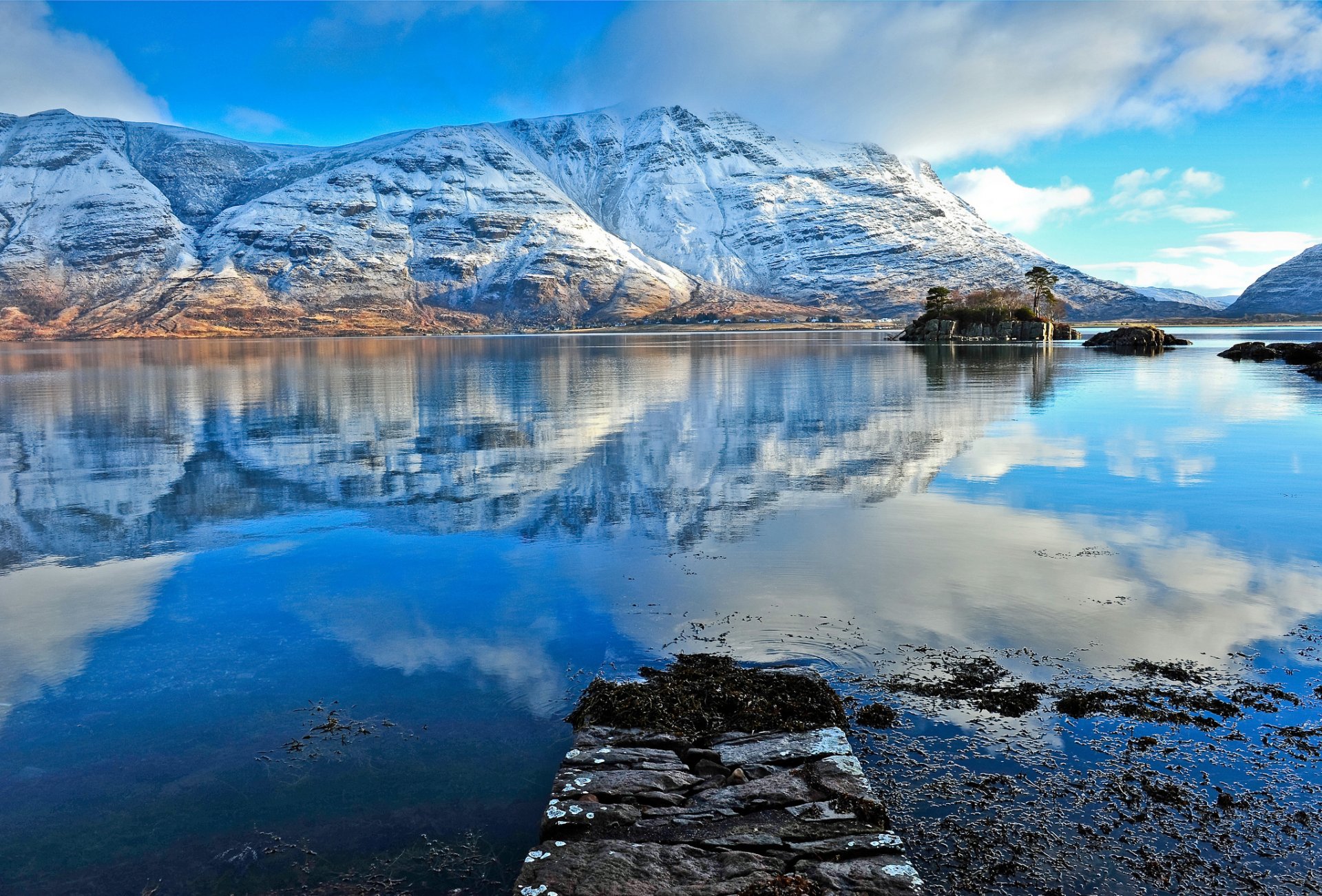 mountain lake reflection