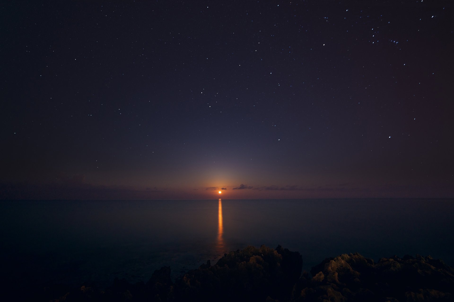 nuit soir mer ciel étoiles