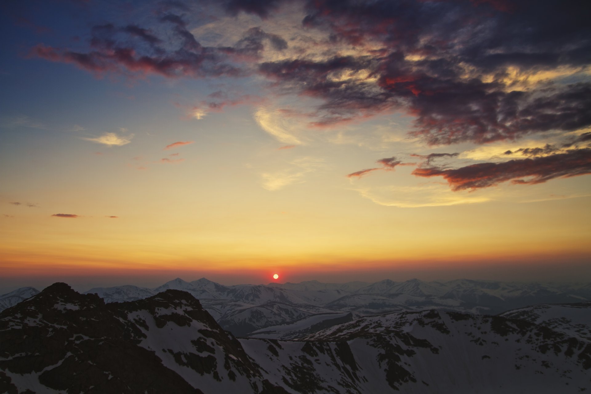 góry cordillera niebo zachód słońca słońce chmury