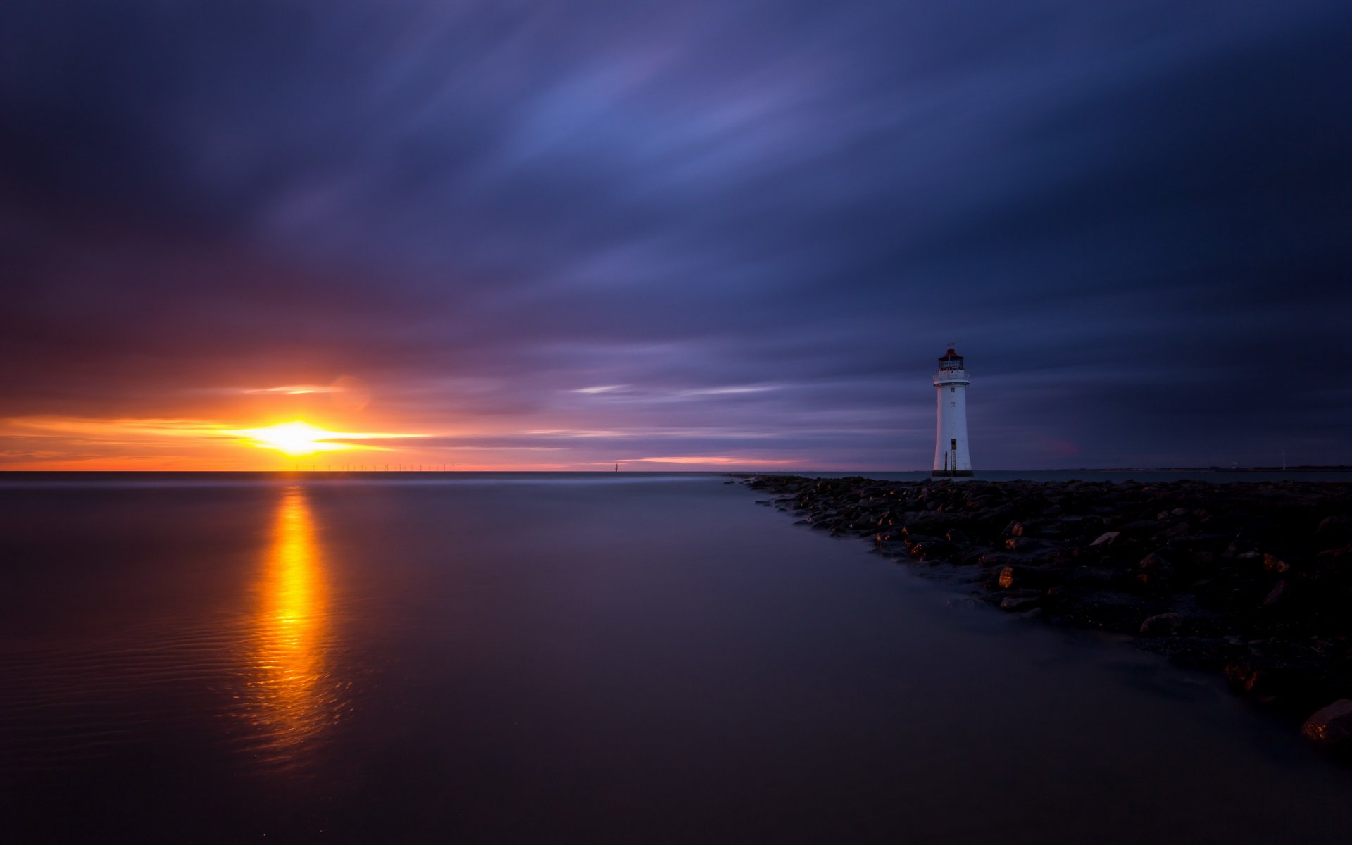 nacht meer leuchtturm landschaft