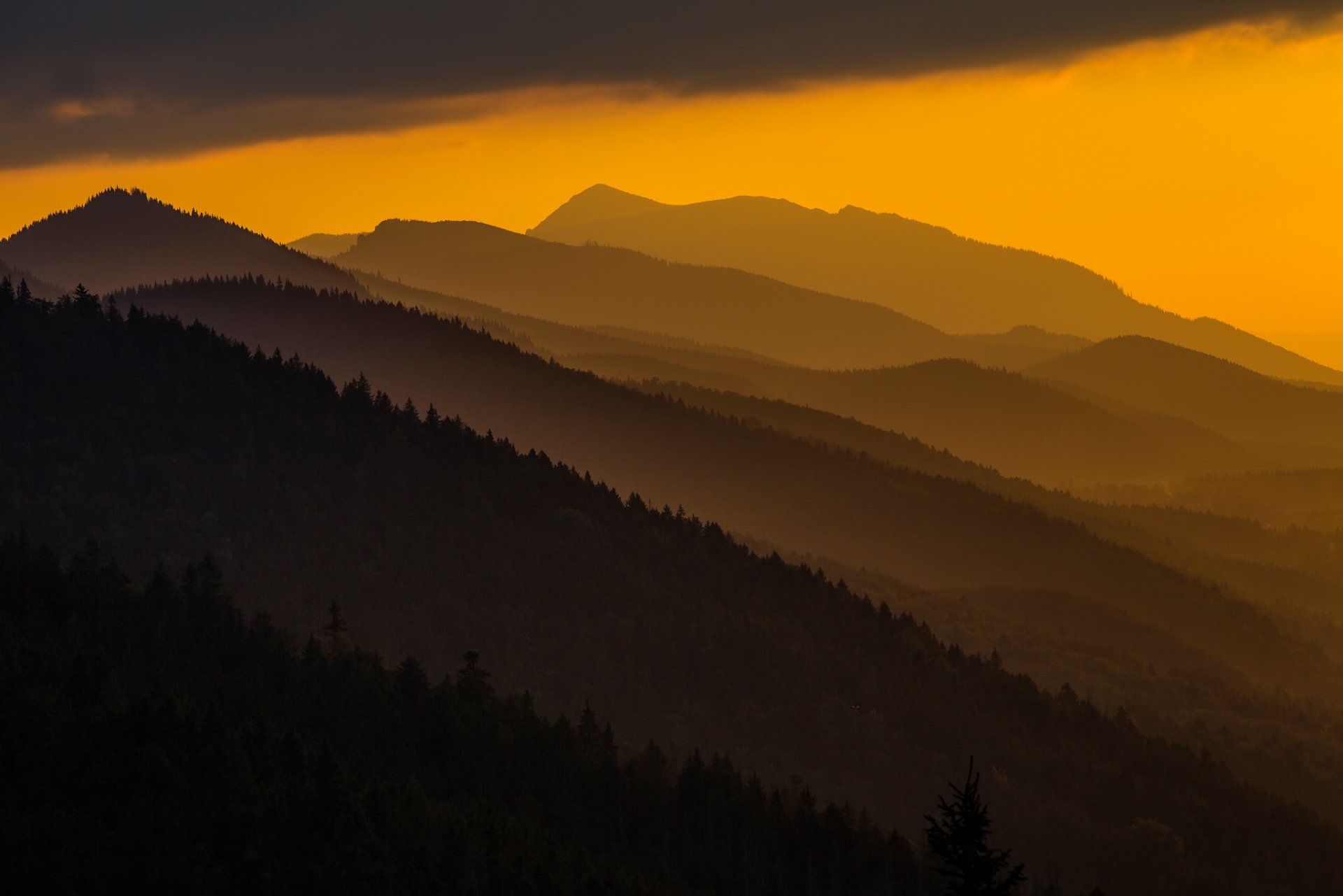 poland mountain carpathian mountains sunset