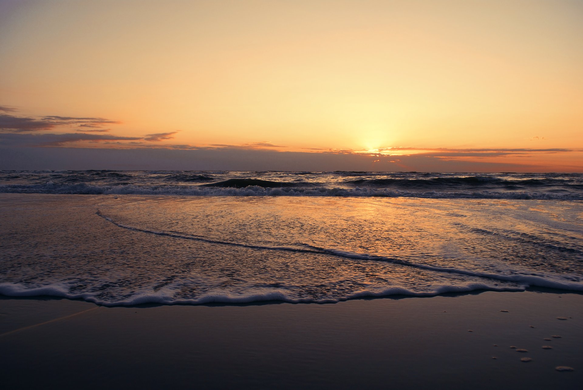 beach shore sand sea water sunset cloud