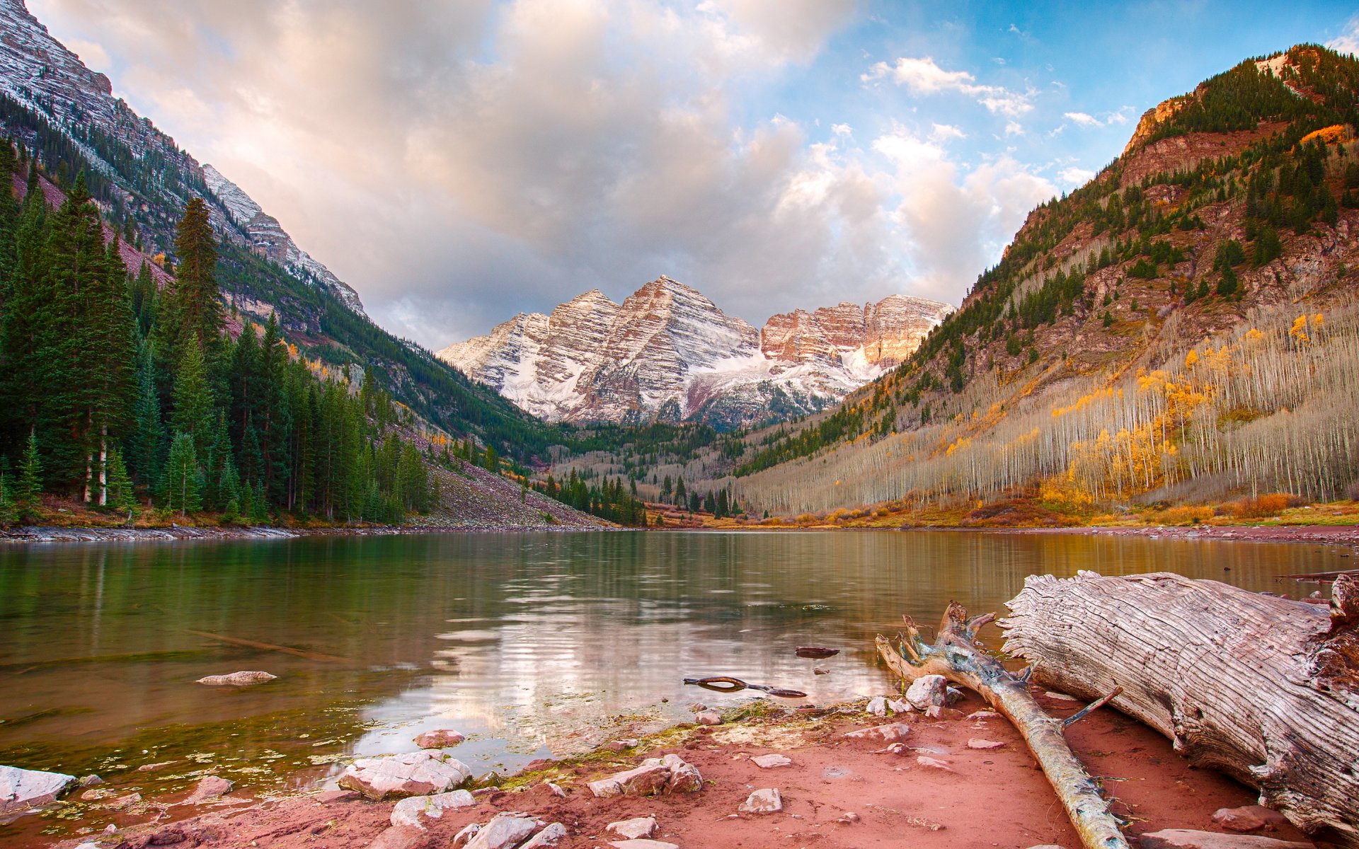 maroon lake lake mountain tree