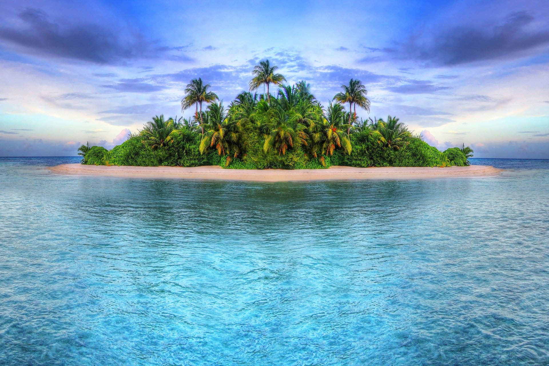 paisaje naturaleza islote playa árboles mar palmeras cielo