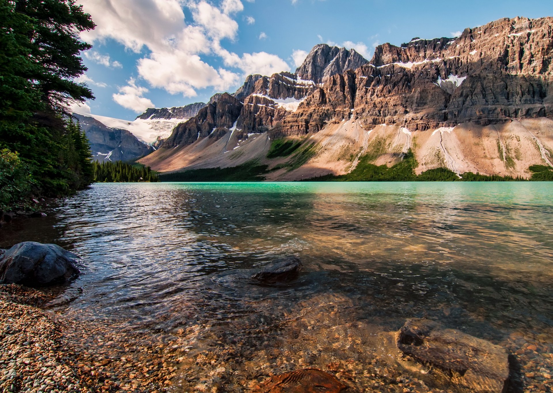 canada natura montagne neve fiume rocce alberi