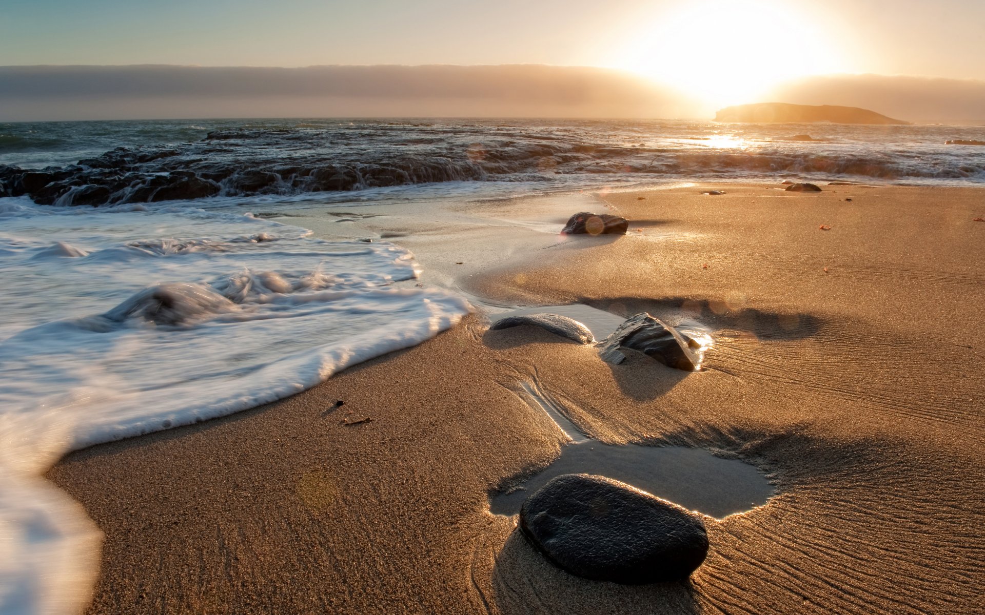 meer küste sand sonnenuntergang welle