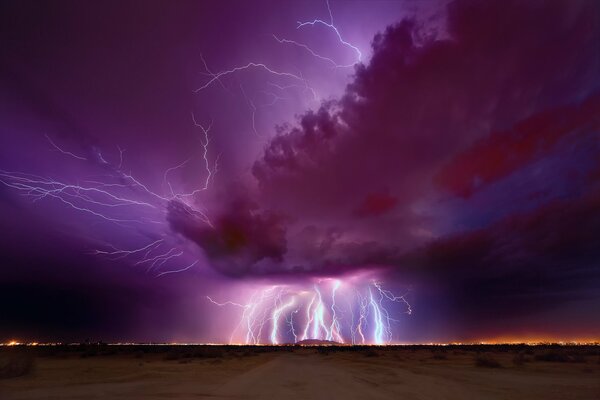 Gloomy sky with bright lightning