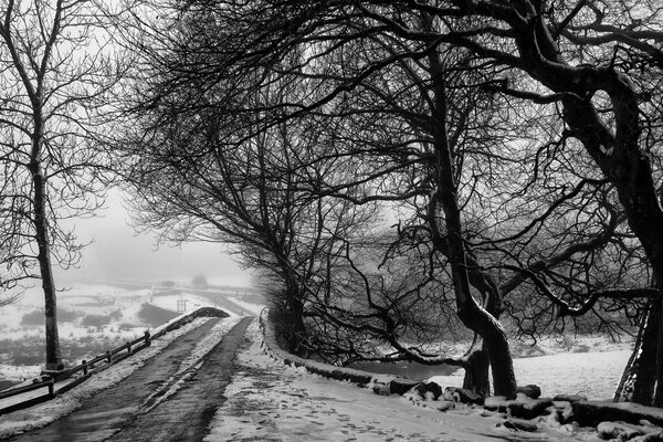 Inverno grigio nel porto del villaggio