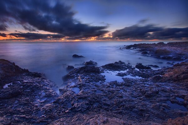 Blue sea at sunrise