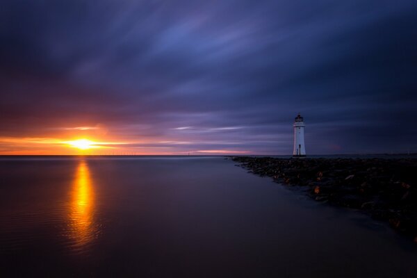 Night sky and lighthouse