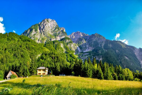 Houses in the mountains. Nature of Italy