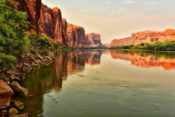 Beautiful landscape of the river in the mountains